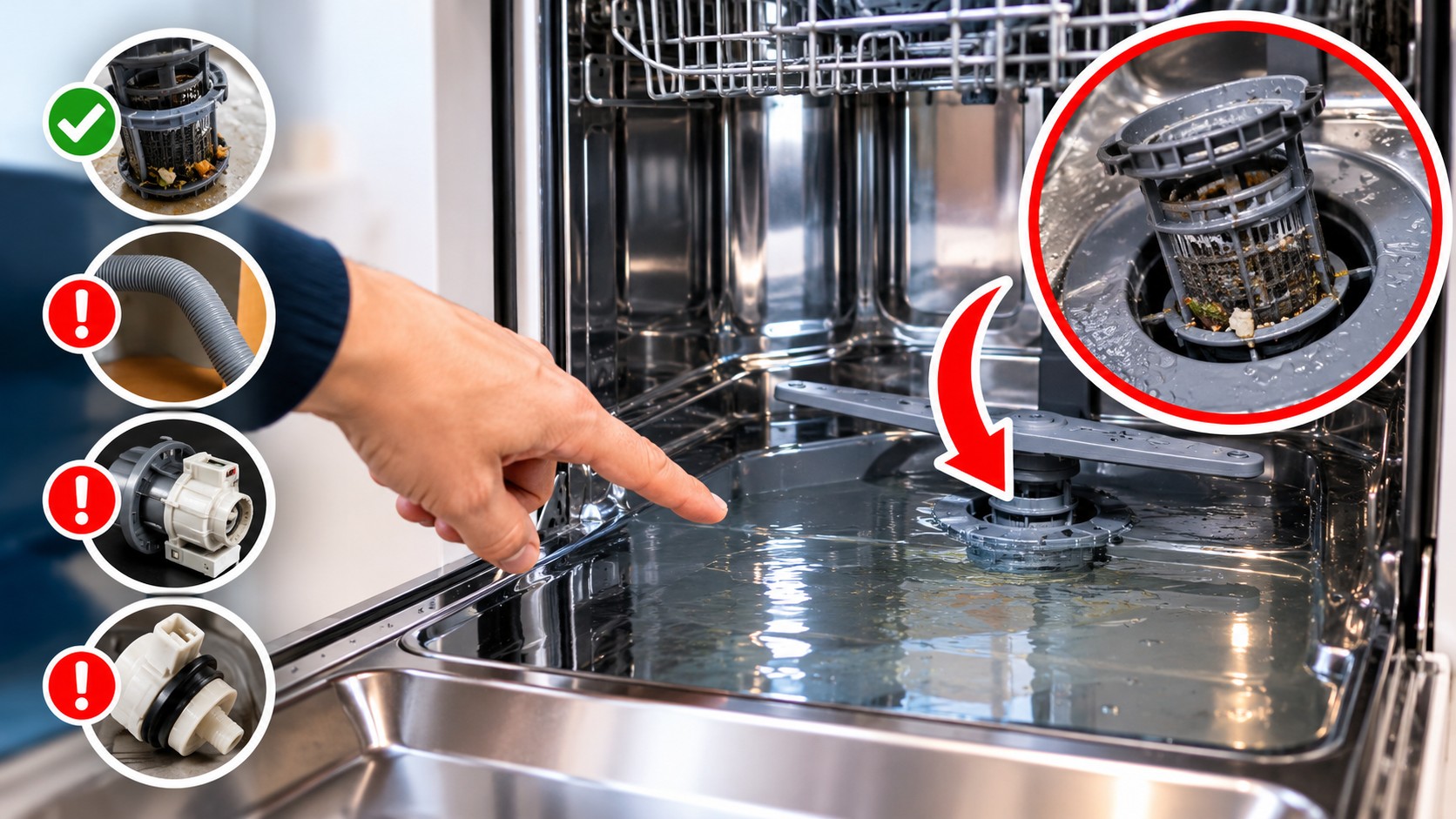 eau dans le lave-vaisselle solution